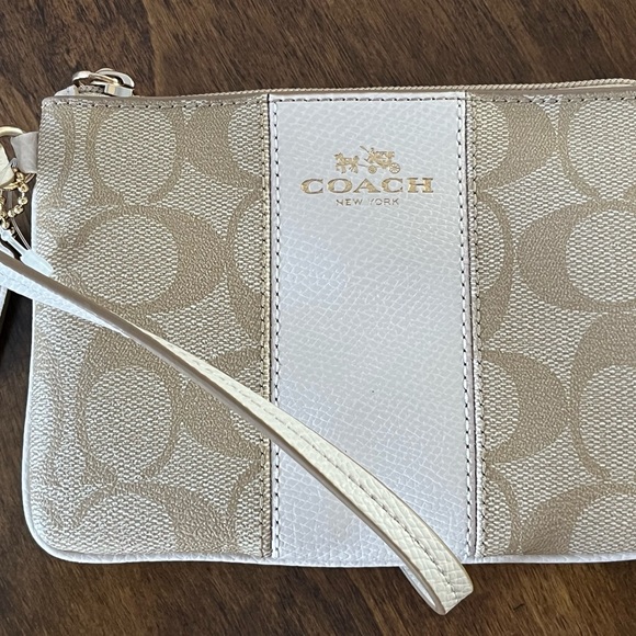 Coach Signature PVC Leather Small Wristlet Wallet - Picture 2 of 16